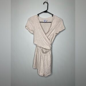 Princess polly cream tan romper tie up front or back cut out